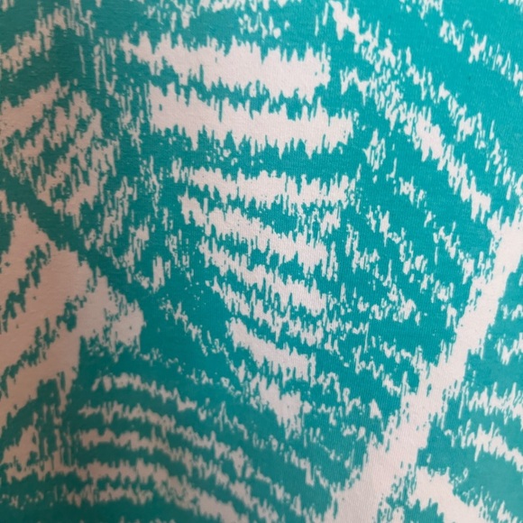 RUBY RD FAVORITES WOMEN’S SCOOP NECK PRINT DESIGNS TOP. SIZE XL. TURQUOISE/WHITE - Picture 2 of 8